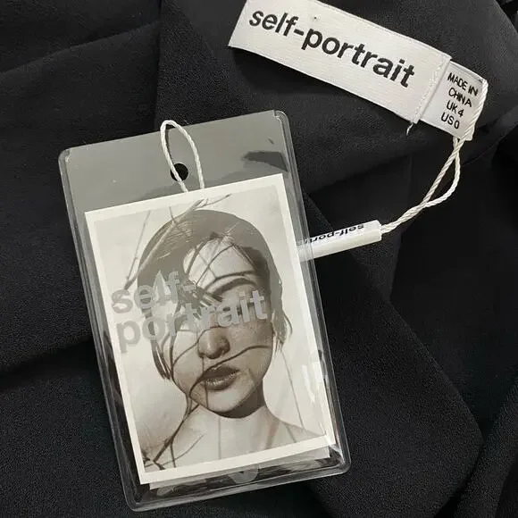 NWT Self-Portrait Twist Front Plunge Neckline Cropped Jumpsuit Black Size US 0 - Picture 6 of 11